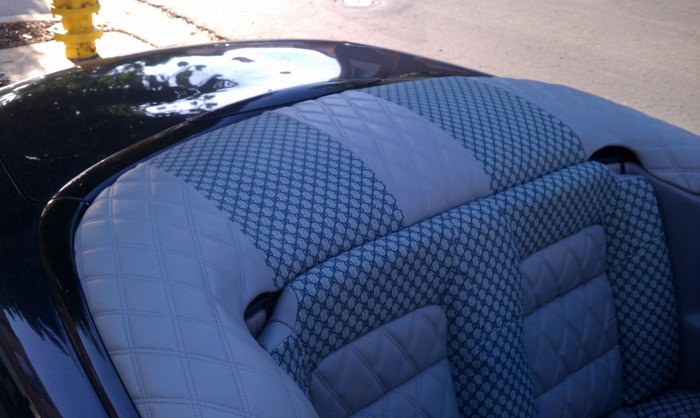 Gucci-Vinyl-14(navy blue on grey) for car interiors from www.fabric4home.biz